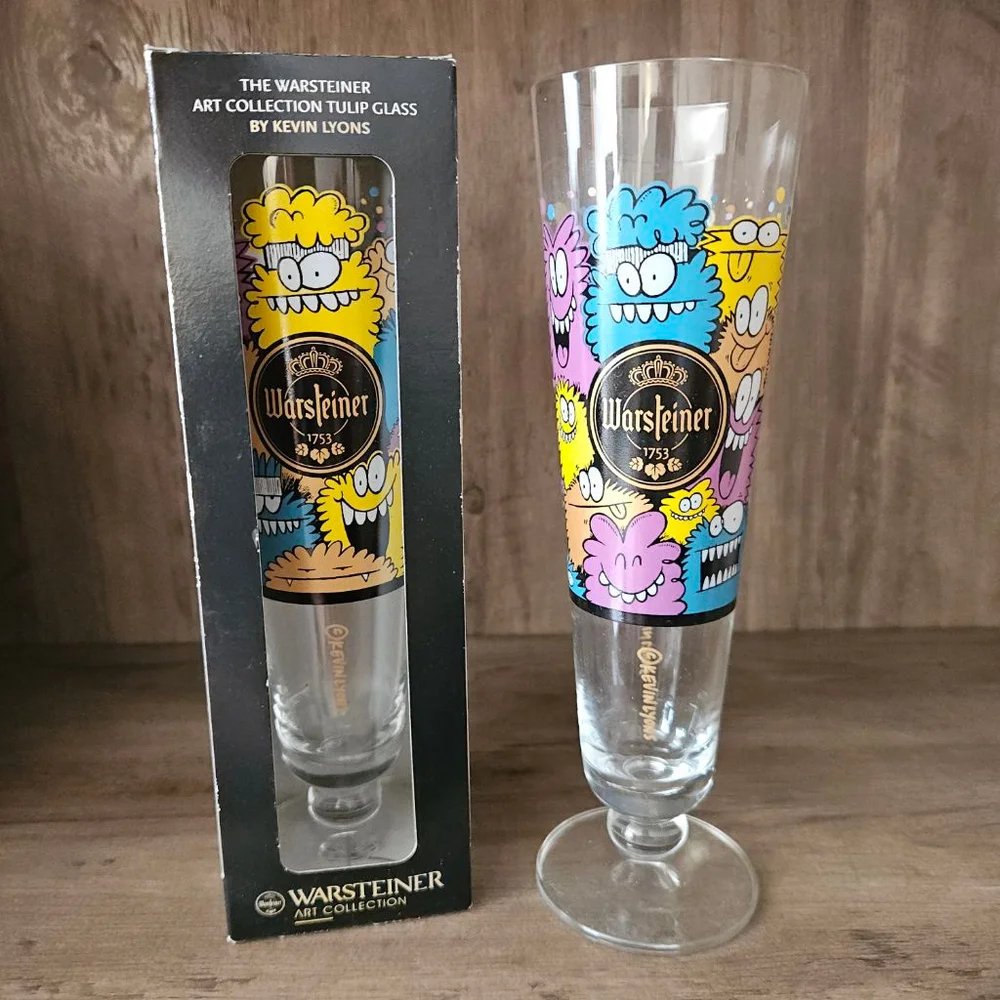 Warsteiner Art Collection Tulip Glass by Kevin Lyons New In Box Set of Two